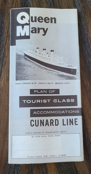 Cunard R.M.S. Queen Mary Tourist Class Deck Plan