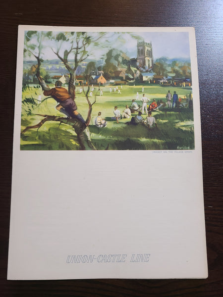 Union Castle Line S.S. Rhodesia Castle Dinner Menu