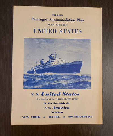 S.S. United States Miniature Passenger Accommodation Plan