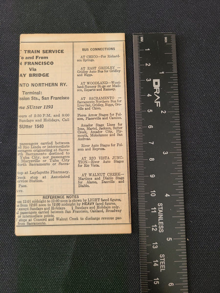 Sacramento Northern Railway Condensed Timetable