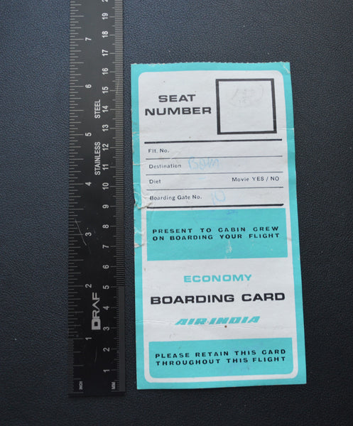 Air India 747 Boarding Pass "BOM" (1970s)